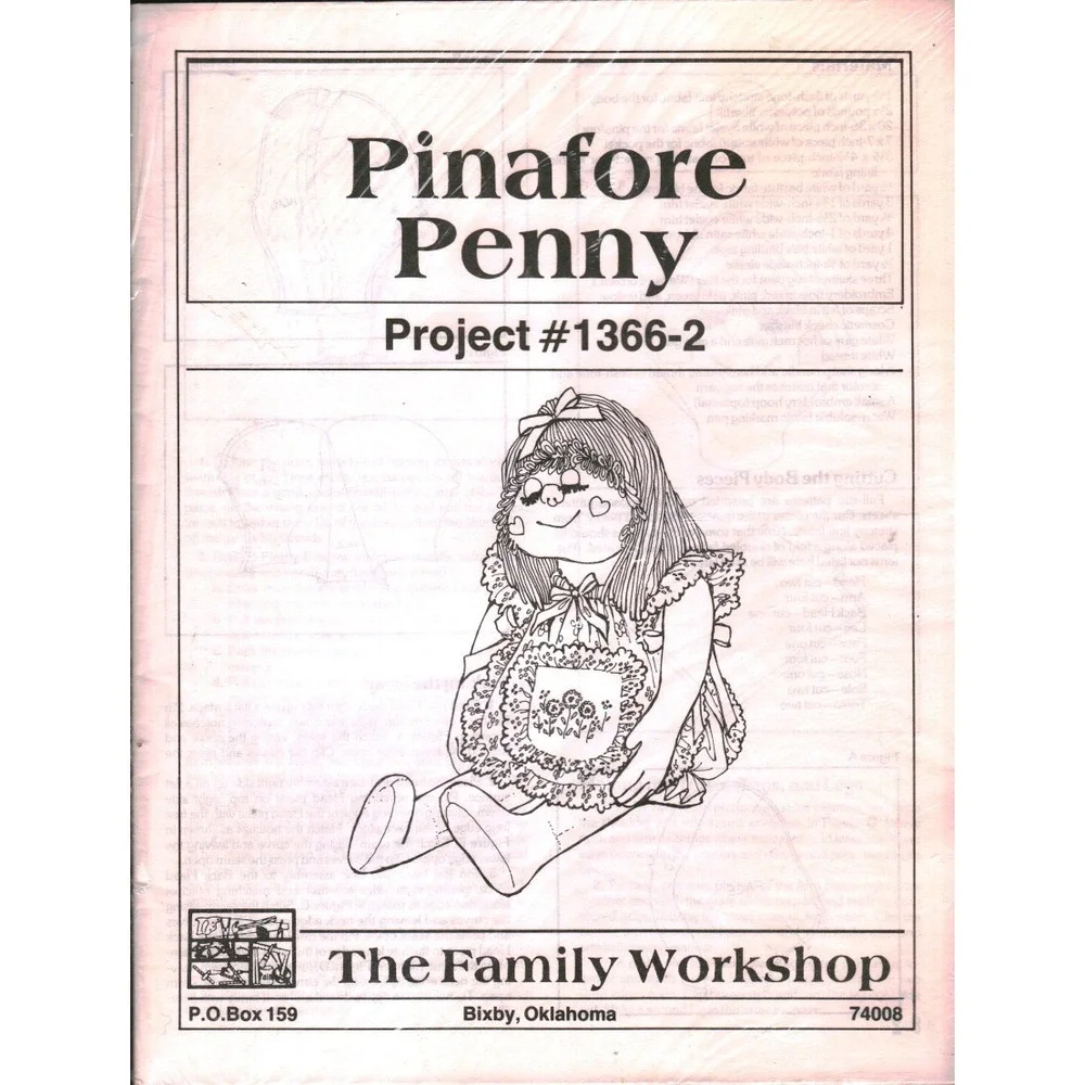Vintage Pinafore Penny Doll Sewing Pattern The Family Workshop Project 1366-2